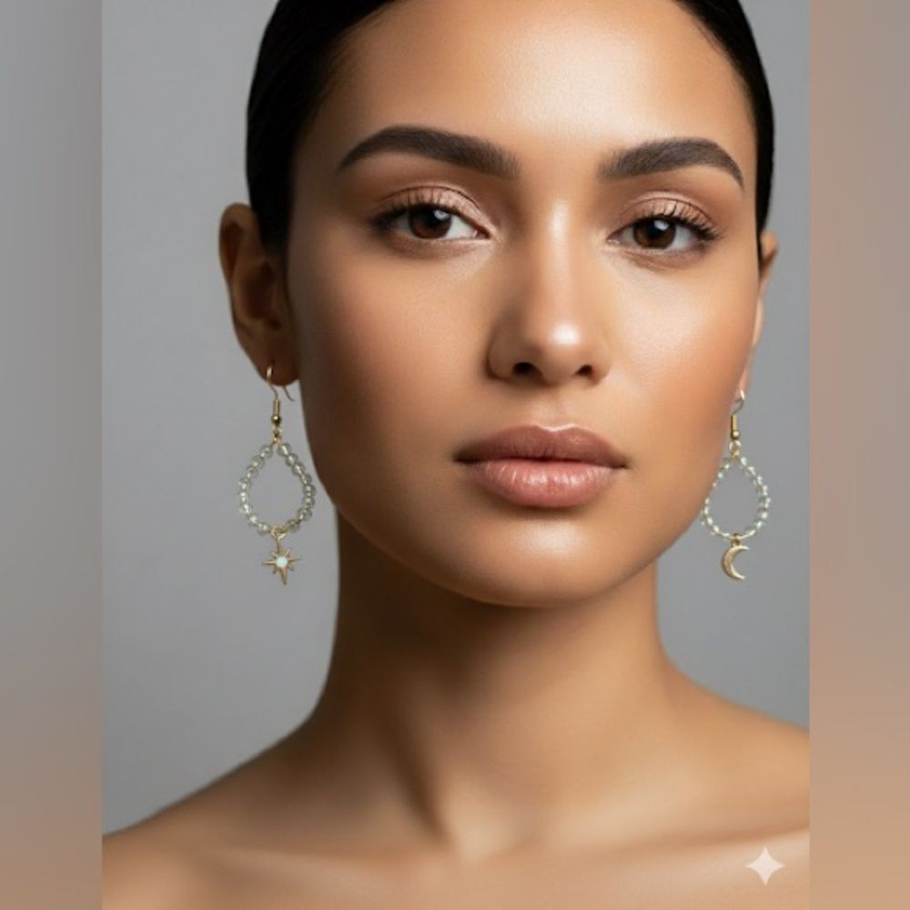 Celestial Elements Moon & Star Dangle Earrings Se… - image 2